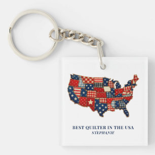 Porte-clefs Meilleur Piqueuse en Amérique Patchwork Personnali