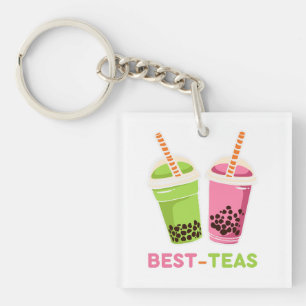 Porte-clefs Meilleur thé kawaii boba bulle thé vert rose