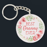 Porte-clefs Meilleure aquarelle Granny Ever Fleur Wreath<br><div class="desc">Célébrez la meilleure mamie de tous les temps avec ce charmant porte - clé ! Doté d'une délicate couronne d'aquarelle fleurie entourant le message sincère "Best Granny Ever", ce gardien personnalisé est un cadeau parfait pour la fête des grands-parents, les anniversaires, ou toute occasion d'express de votre amour et de...</div>