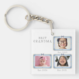Porte-clefs Meilleure grand-mère Est date personnalisée 3 Phot
