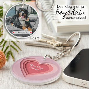 Porte-clefs Meilleure maman de chien Photo personnalisée Cœur