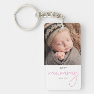 Porte-clefs Meilleure Maman Depuis Année Photo Script Police C