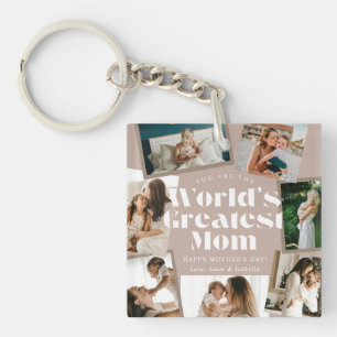 Porte-clefs Meilleure Maman du Monde Bold Rétro 7 Photo Collag