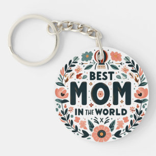 Porte-clefs Meilleure Maman du Monde - Couronne Fleurie