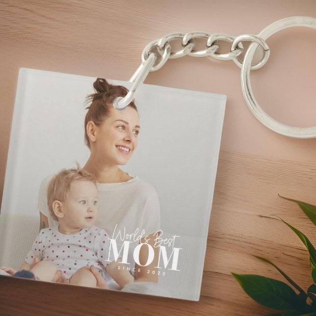 Porte-clefs Meilleure maman du monde depuis 20XX Photo moderne (Créateur téléchargé)