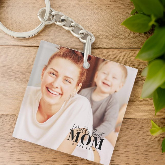 Porte-clefs Meilleure maman du monde depuis 20XX Photo moderne (Créateur téléchargé)