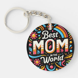 Porte-clefs Meilleure Maman du Monde - Floral Vibrant et Arc-e