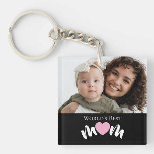 Porte-clefs Meilleure Maman du Monde Photo Script Personnalisé