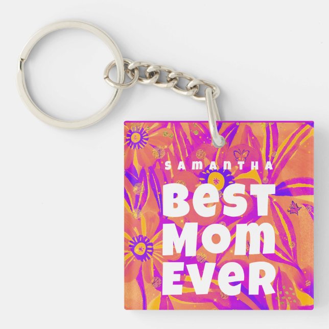 Porte-clefs Meilleure maman jamais Floral Art naïf (Devant)
