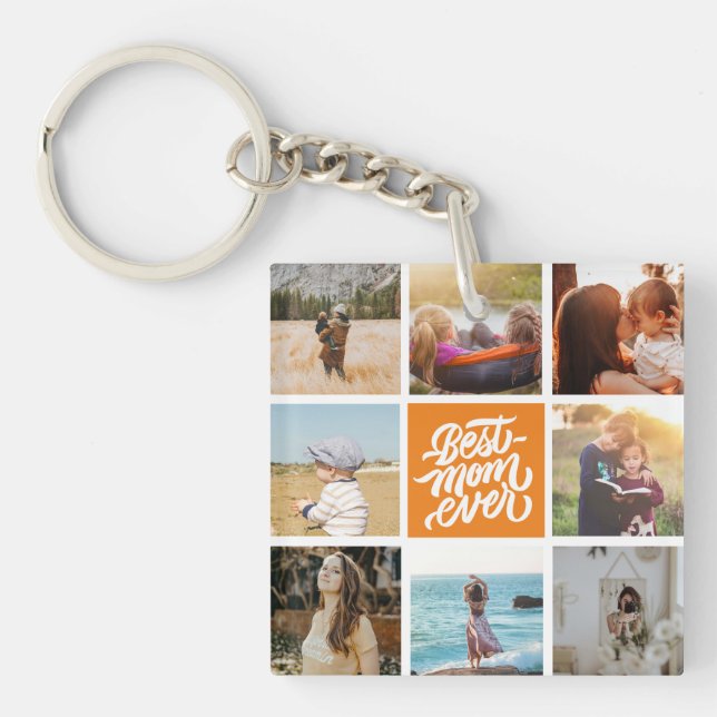 Porte-clefs Meilleure Maman Jamais Personnalisé Photo Collage  (Devant)