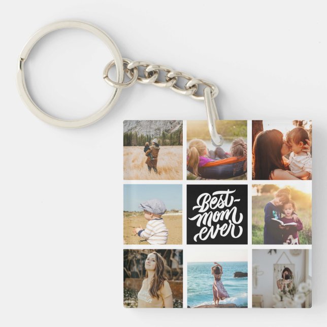 Porte-clefs Meilleure Maman Jamais Personnalisé Photo Collage  (Devant)