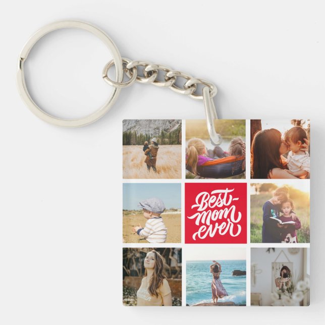 Porte-clefs Meilleure Maman Jamais Personnalisé Photo Collage  (Devant)