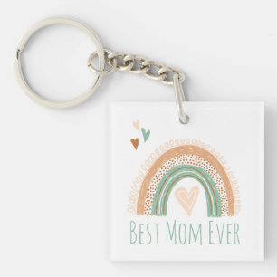 Porte-clefs Meilleure maman jamais photo Boho Arc-en-ciel
