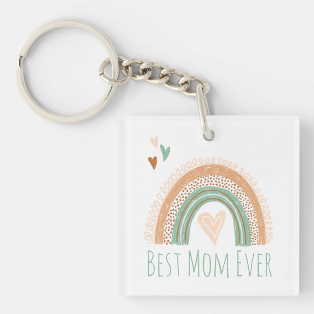 Porte-clefs Meilleure maman jamais photo Boho Arc-en-ciel (Devant)