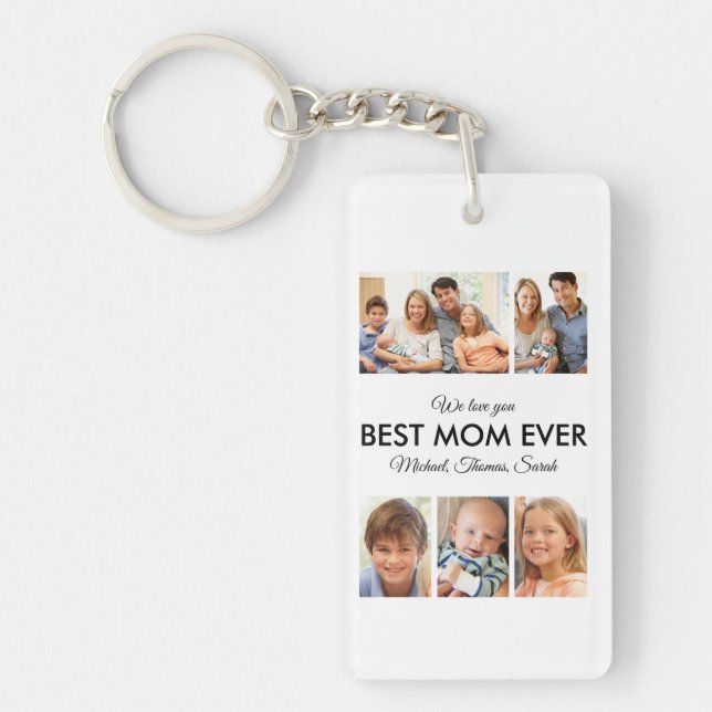 Porte-clefs Meilleure maman Jamais Photo Collage Fête des mère (Devant)