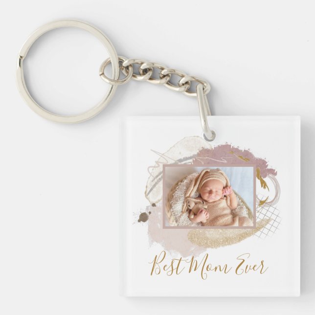 Porte-clefs Meilleure maman jamais photo moderne (Devant)