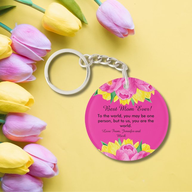 Porte-clefs Meilleure Maman Jamais ! Porte - clé acrylique ros (Best Mom Ever! Pink Acrylic Keychain)