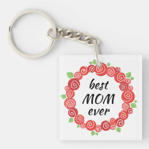 Porte-clefs Meilleure maman jamais rousse roses portant la jou