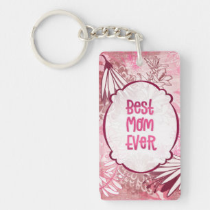 Porte-clefs Meilleure maman jamais - Whimsical rose Floral Por