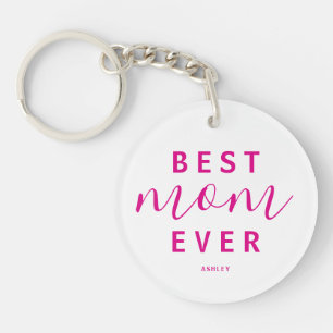 Porte-clefs Meilleure Maman Jour Hot Pink Script Photo Fête de