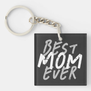 Porte-clefs Meilleure Maman Moderne Grunge Blanc et Gris