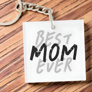 Porte-clefs Meilleure Maman Moderne Grunge Noir et Gris