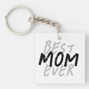 Porte-clefs Meilleure Maman Moderne Grunge Noir et Gris