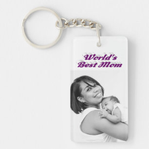 Porte-clefs Meilleure maman photo texte violet