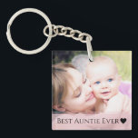 Porte-clefs Meilleure photo de chaque jeune fille<br><div class="desc">"Meilleure Tante Ever" et votre photo devant avec votre propre message personnalisé sur le dos.</div>