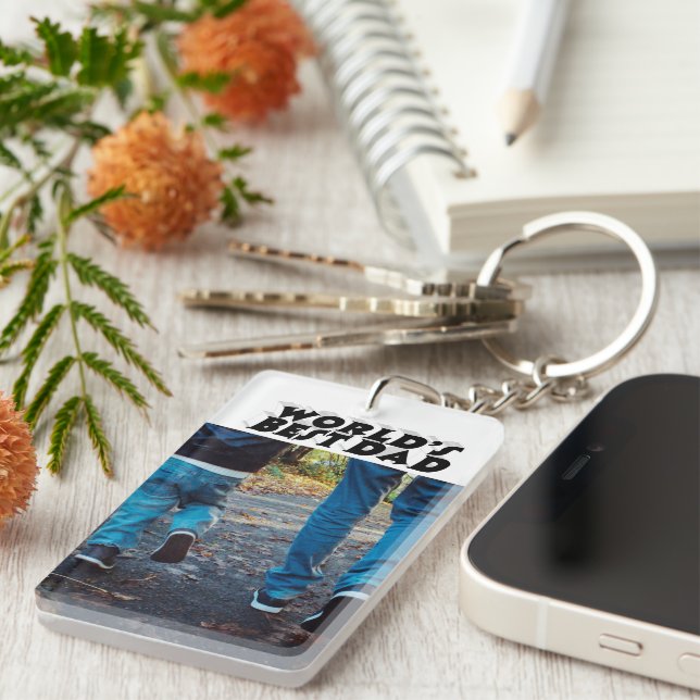 Porte-clefs Meilleure photo Papa noir 3d texte (Devant droit)