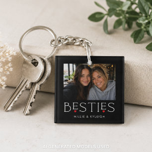 Porte-clefs Meilleures Amies Meilleure Copine Cœur Typographie