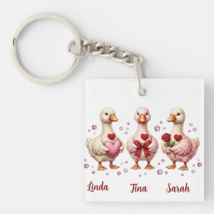 Porte-clefs Meilleures amies Oies de la Saint-Valentin amies 