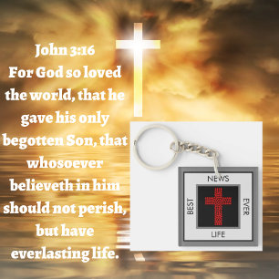 Porte-clefs Meilleures nouvelles jamais John 3:16 Gospel Tract