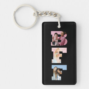 Porte-clefs Meilleurs amis BFF Grille photo Collage Script de 