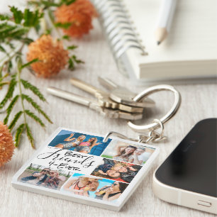 Porte-clefs Meilleurs Amis Photo Collage Joli Script