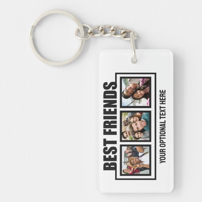 Porte-clefs Meilleurs amis photos et texte personnalisés (Devant)