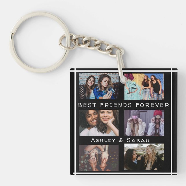 Porte-clefs Meilleurs amis pour toujours BFF Custom 6 Photo Co (Devant)