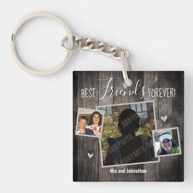 Porte-clefs Meilleurs amis pour toujours Rustic Photo Collage (Devant)