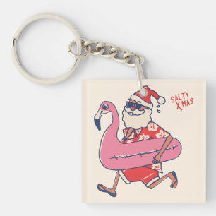 Porte-clefs Mele Kalikimaka Père Noël Flamant rose Getaways de