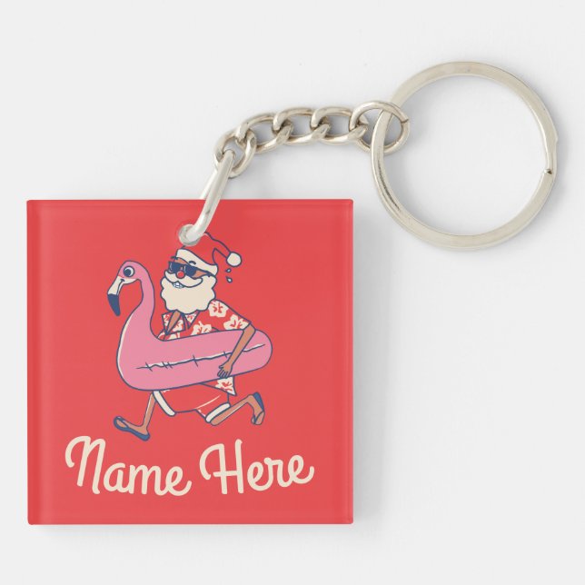 Porte-clefs Mele Kalikimaka Père Noël Flamant rose Noël Getawa (Dos)