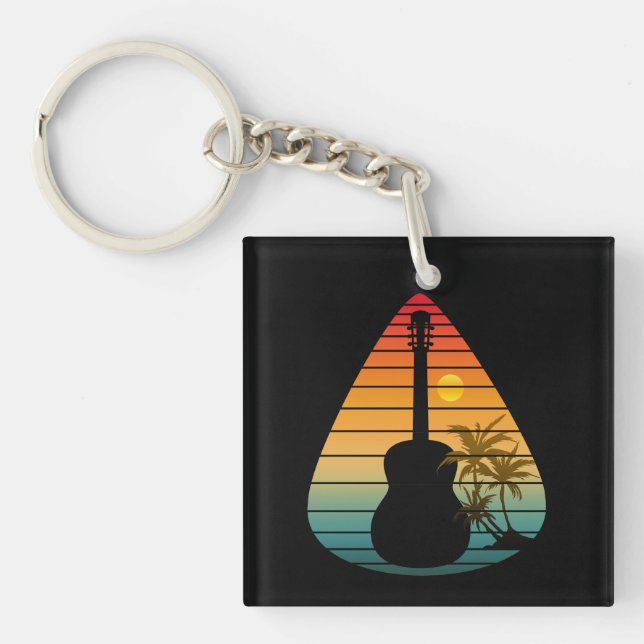 PORTE-CLEFS MÉLODIE TENDANCE PLECTRE COUCHER DE SOLEIL  (Devant)