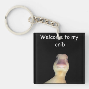 Porte-clefs Mème de canard drôle – “Bienvenue dans mon antre” 