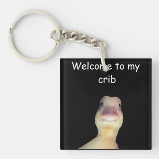 Porte-clefs Mème de canard drôle – “Bienvenue dans mon antre”