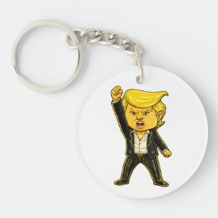 Porte-clefs Meme Joyeux Trump Trump Combat Combat Chibi Dessin