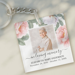 Porte-clefs Mémoire de l'amour Mémorial floral rose photo