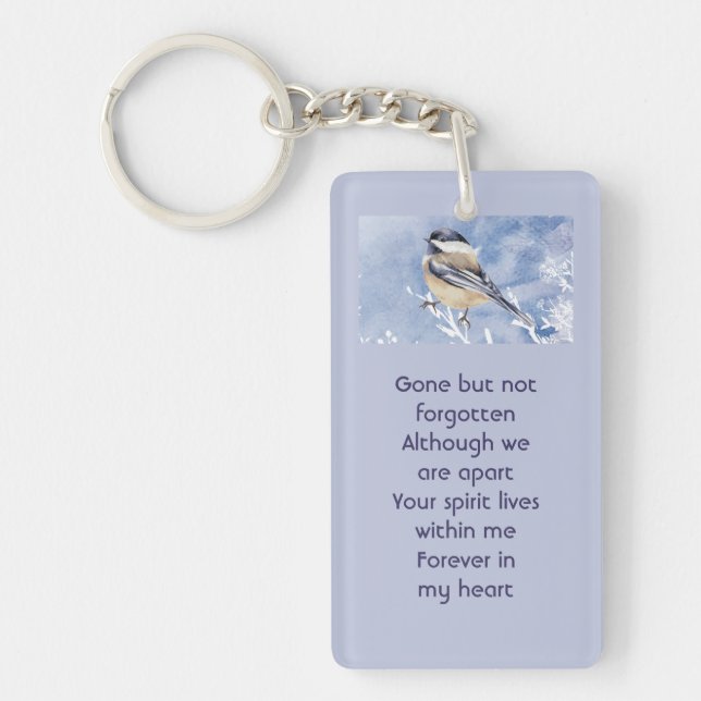 Porte-clefs Memorial Chickadee Bird Winter Snow Tree (Devant)