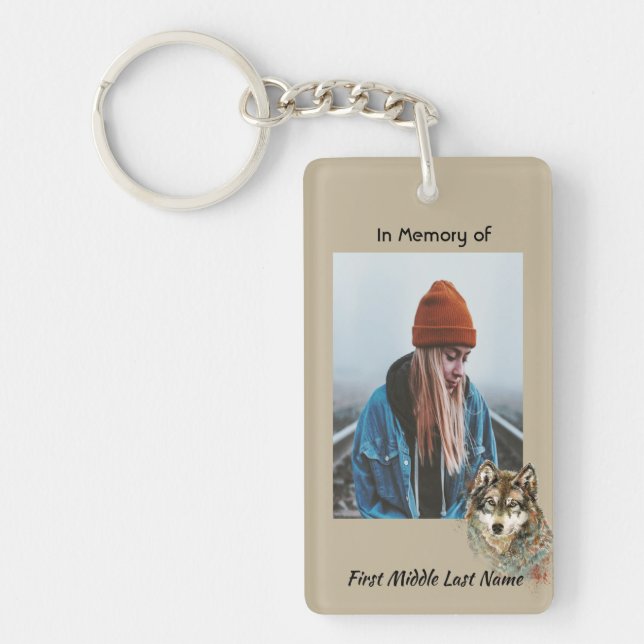 Porte-clefs Mémorial Keepsaké aquarelle Wolf Animaux (Devant)