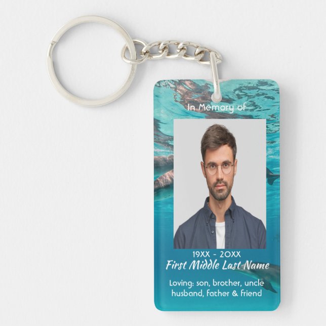 Porte-clefs Memorial  Keepsake Dolphins Underwater Ocean (Devant)