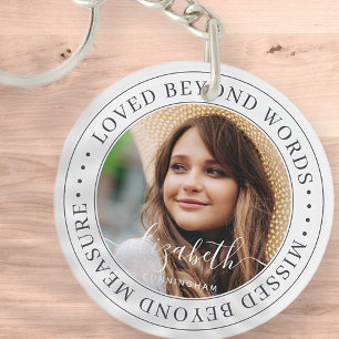 Porte-clefs Memorial Love Beyond Words Élégant Photo Chic