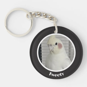 Porte-clefs Mémorial personnalisé de cockatiel avec photo